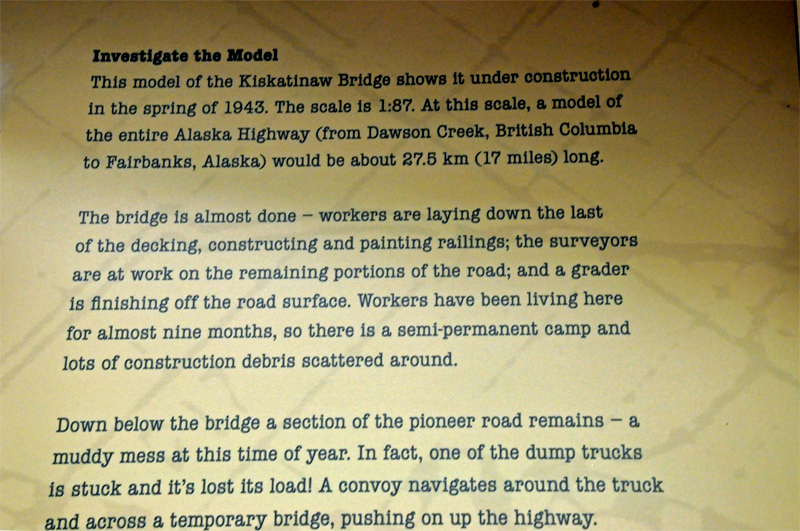 sign about the model ;of the Kiskatinaw Bridge